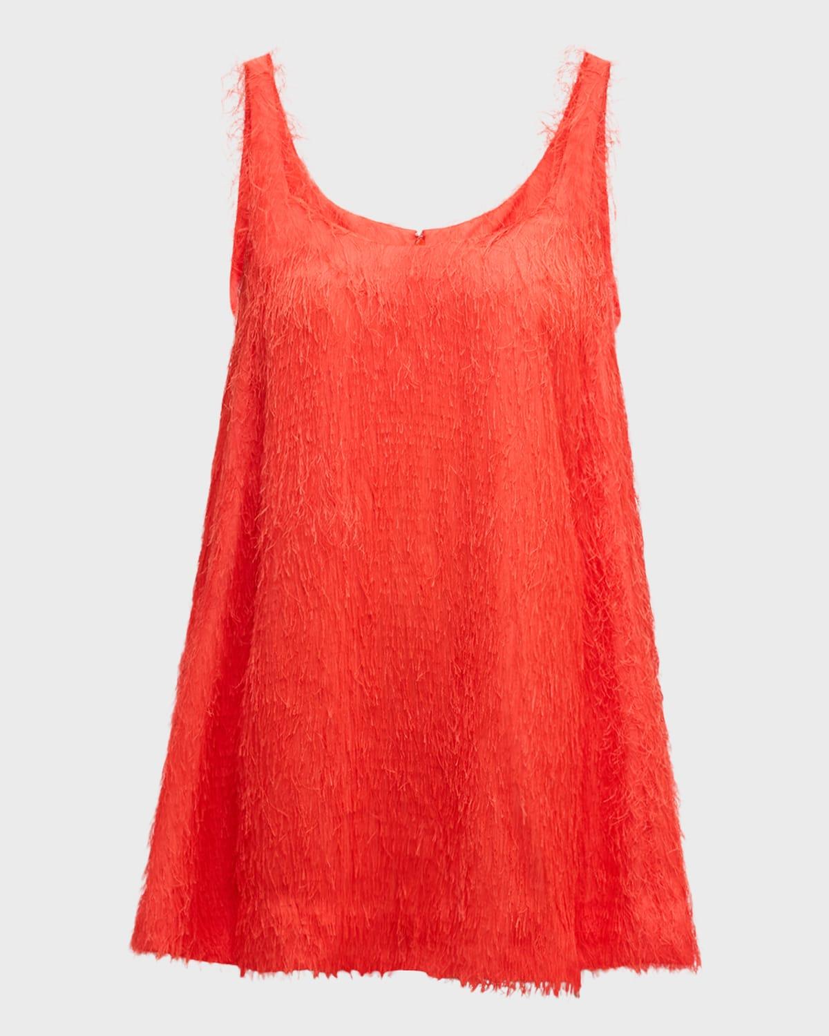 scoop-neck sleeveless fringe fil coupe mini dress