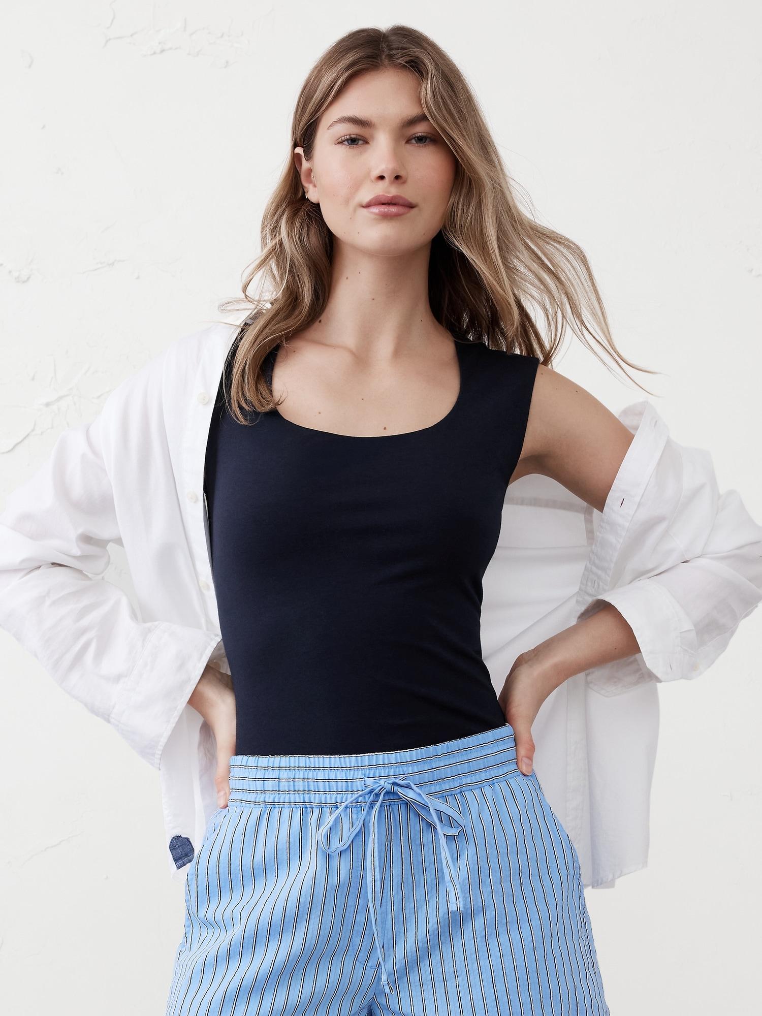 scoop-neck soft stretch top