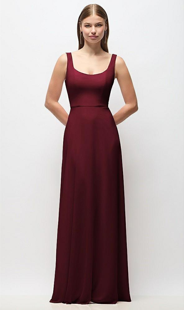 scoop neck tank strap chiffon maxi dress