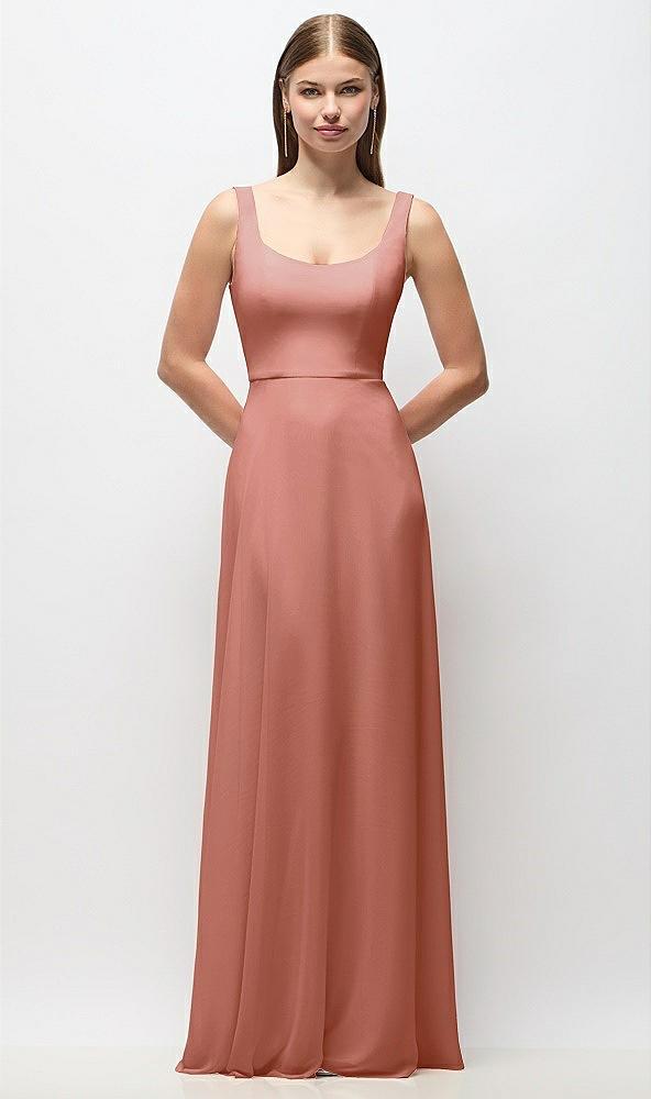 scoop neck tank strap chiffon maxi dress