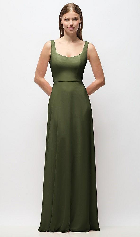 scoop neck tank strap chiffon maxi dress