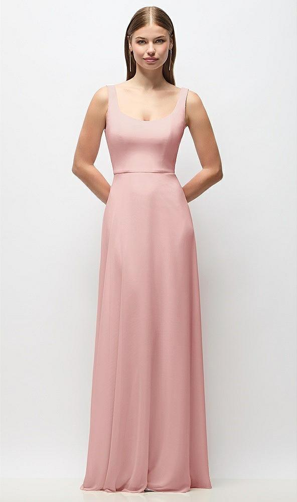 scoop neck tank strap chiffon maxi dress