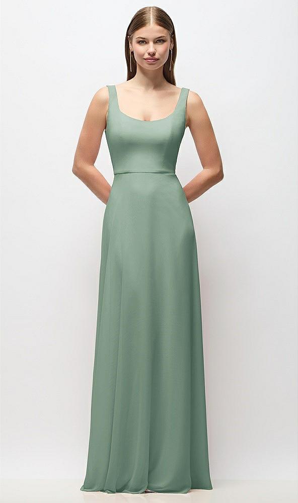 scoop neck tank strap chiffon maxi dress