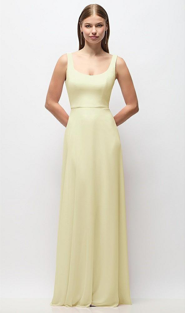 scoop neck tank strap chiffon maxi dress