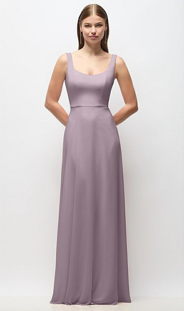 scoop neck tank strap chiffon maxi dress