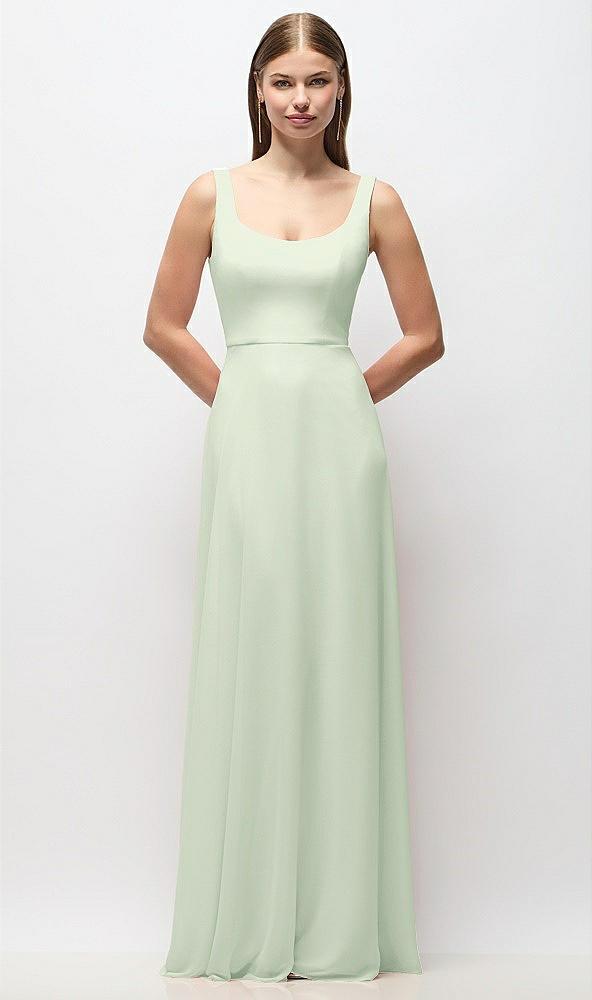 scoop neck tank strap chiffon maxi dress