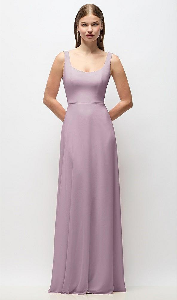 scoop neck tank strap chiffon maxi dress