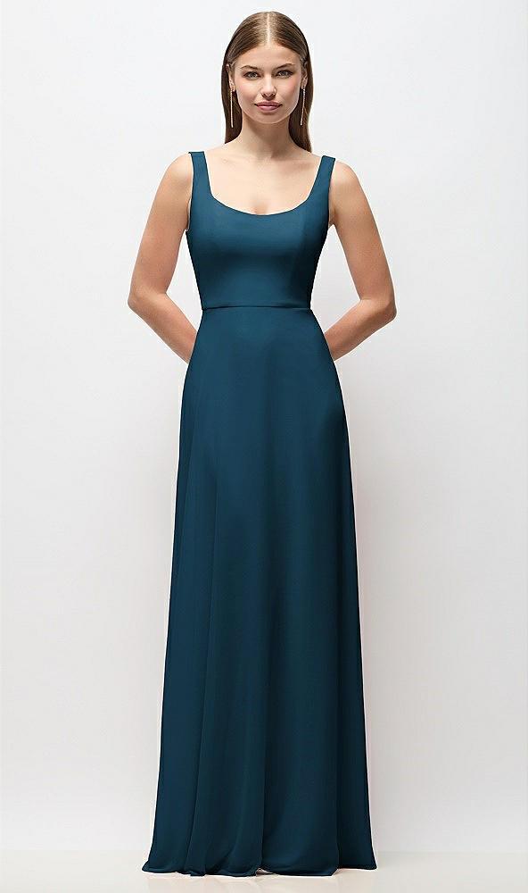 scoop neck tank strap chiffon maxi dress