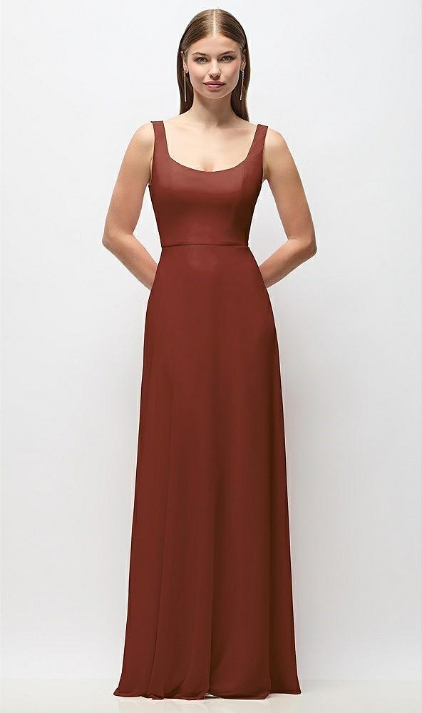 scoop neck tank strap chiffon maxi dress