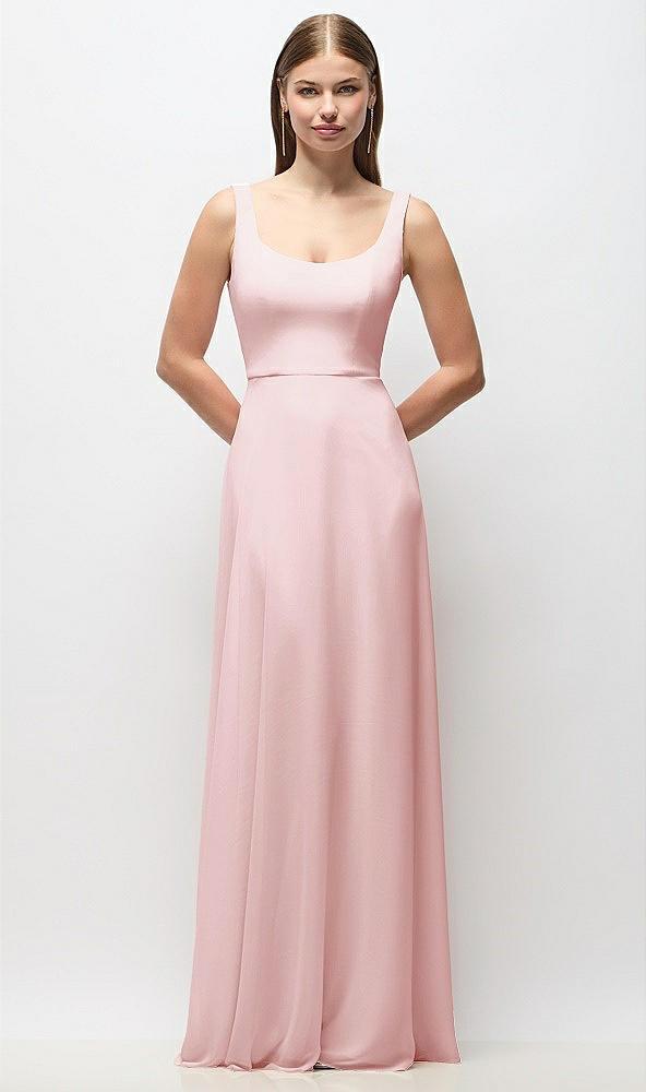 scoop neck tank strap chiffon maxi dress