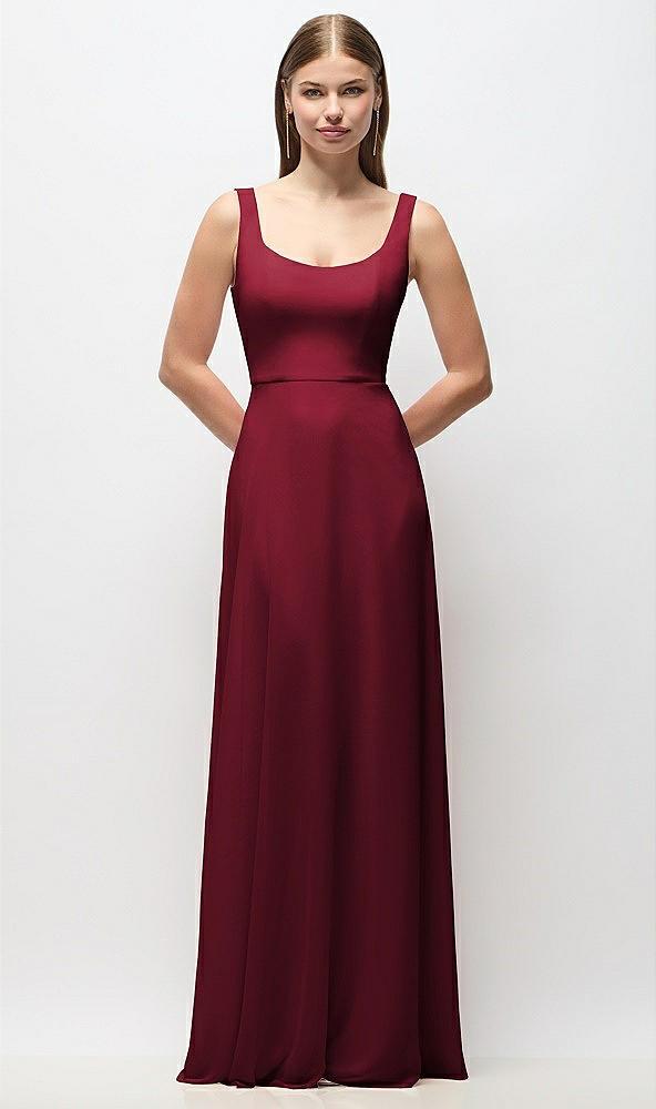 scoop neck tank strap chiffon maxi dress