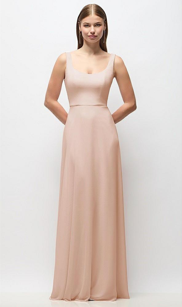 scoop neck tank strap chiffon maxi dress