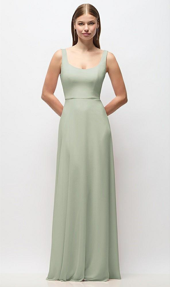 scoop neck tank strap chiffon maxi dress