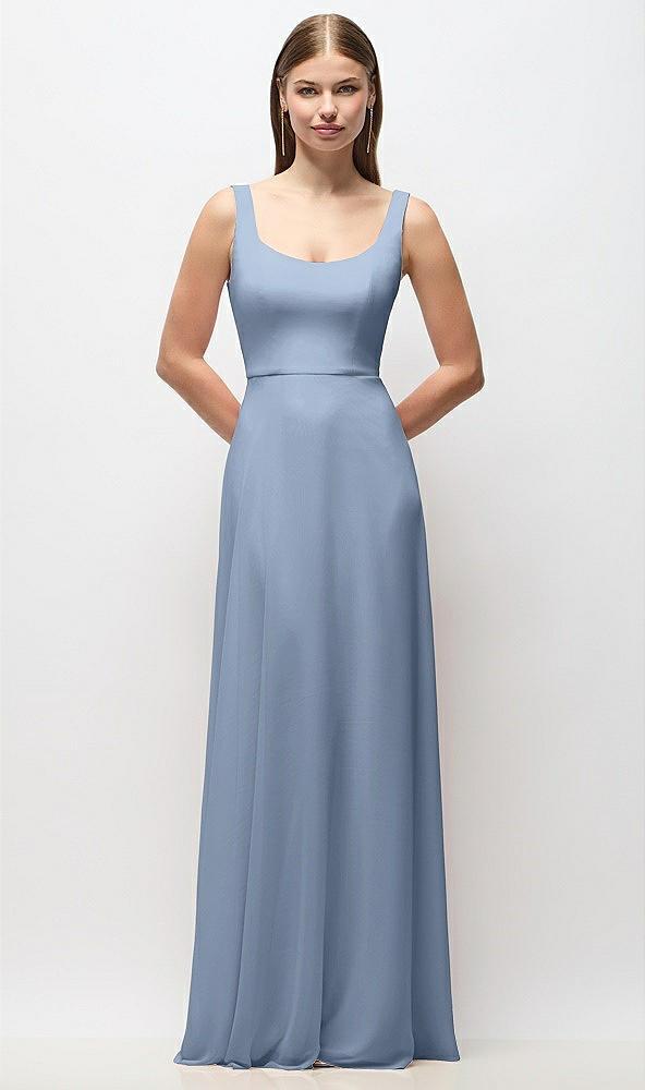 scoop neck tank strap chiffon maxi dress