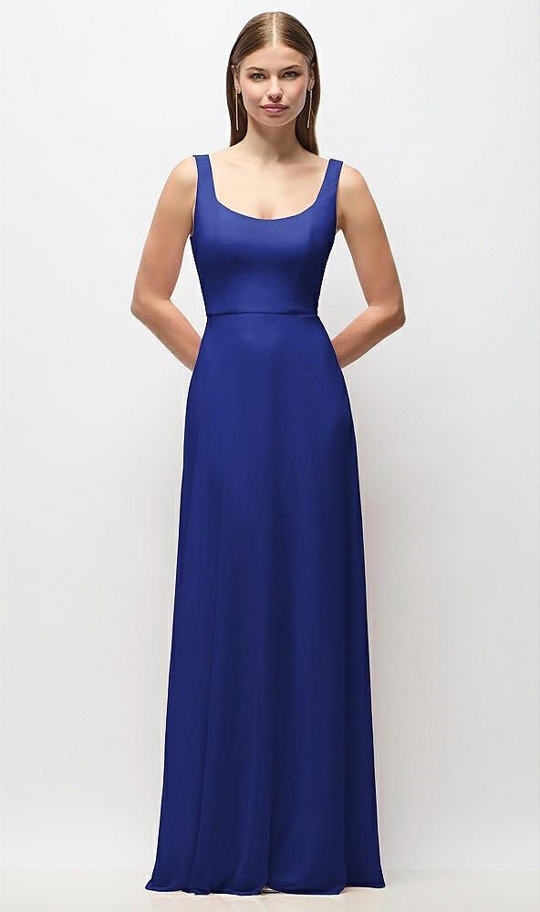 scoop neck tank strap chiffon maxi dress