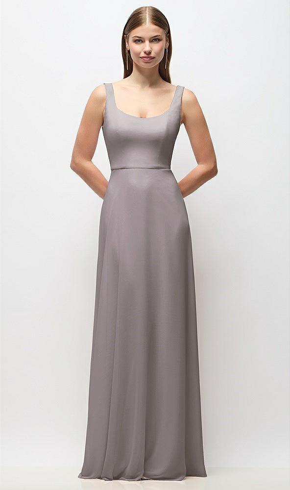 scoop neck tank strap chiffon maxi dress