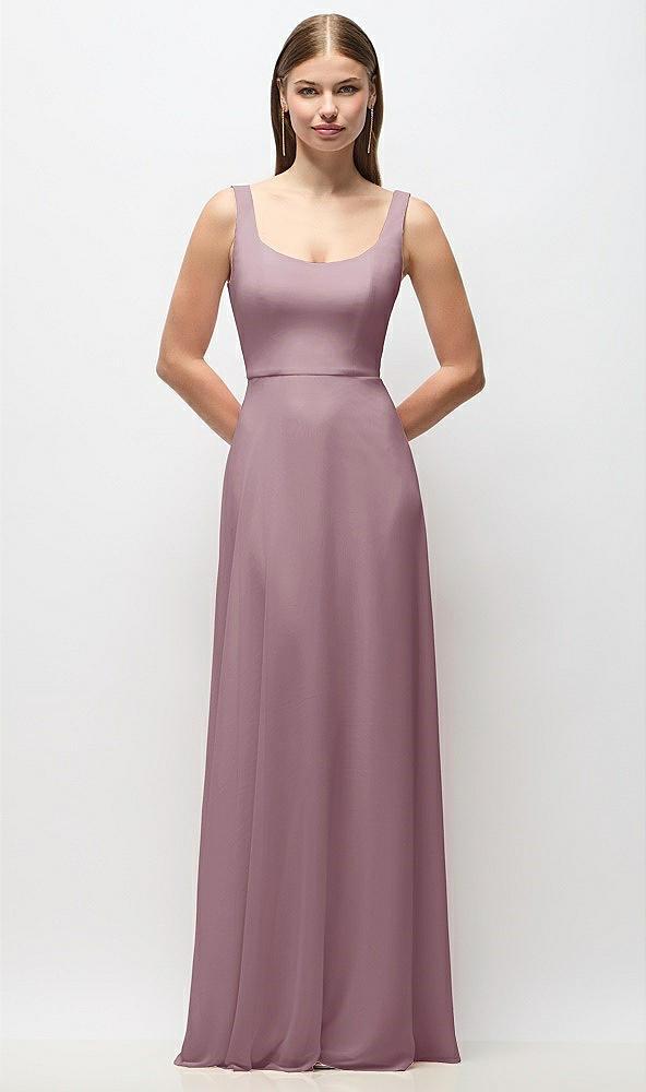 scoop neck tank strap chiffon maxi dress