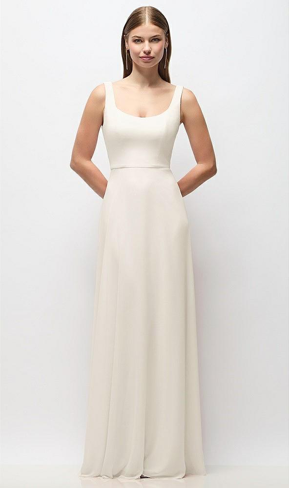 scoop neck tank strap chiffon maxi dress