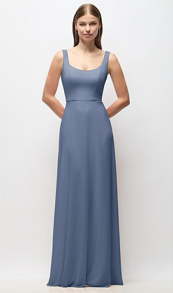 scoop neck tank strap chiffon maxi dress