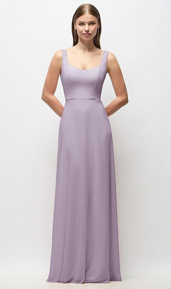 scoop neck tank strap chiffon maxi dress
