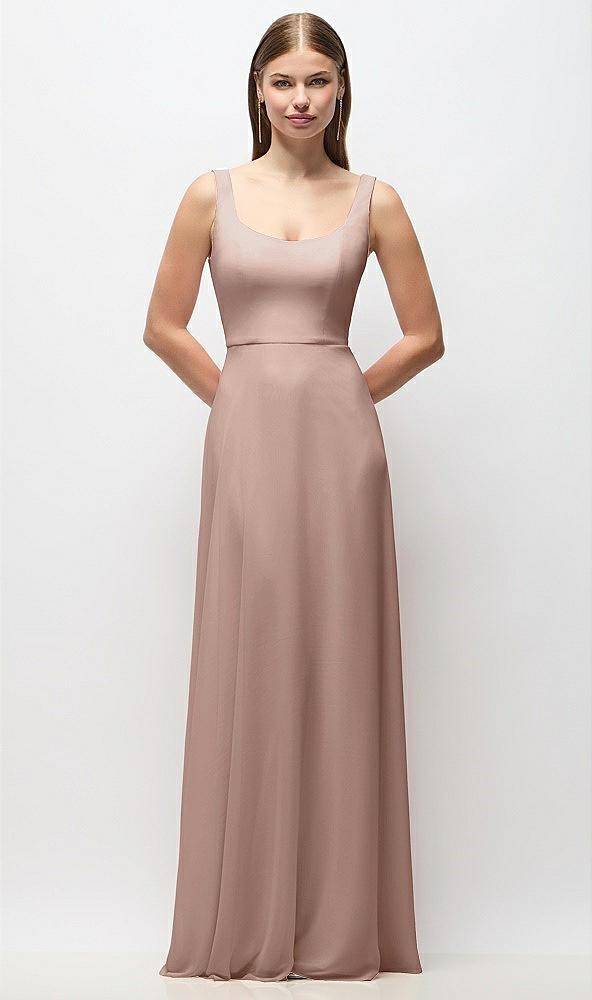 scoop neck tank strap chiffon maxi dress