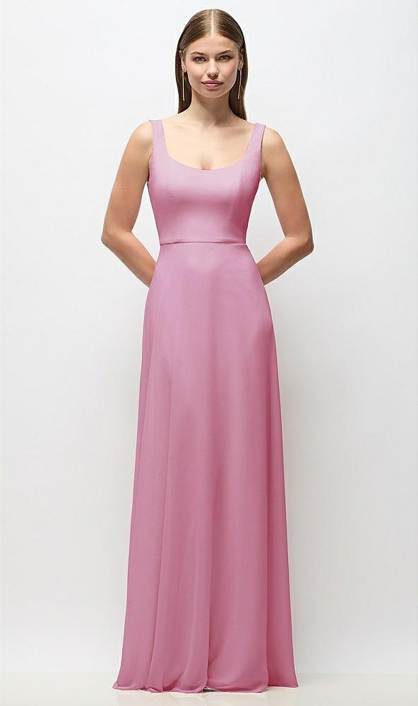 scoop neck tank strap chiffon maxi dress