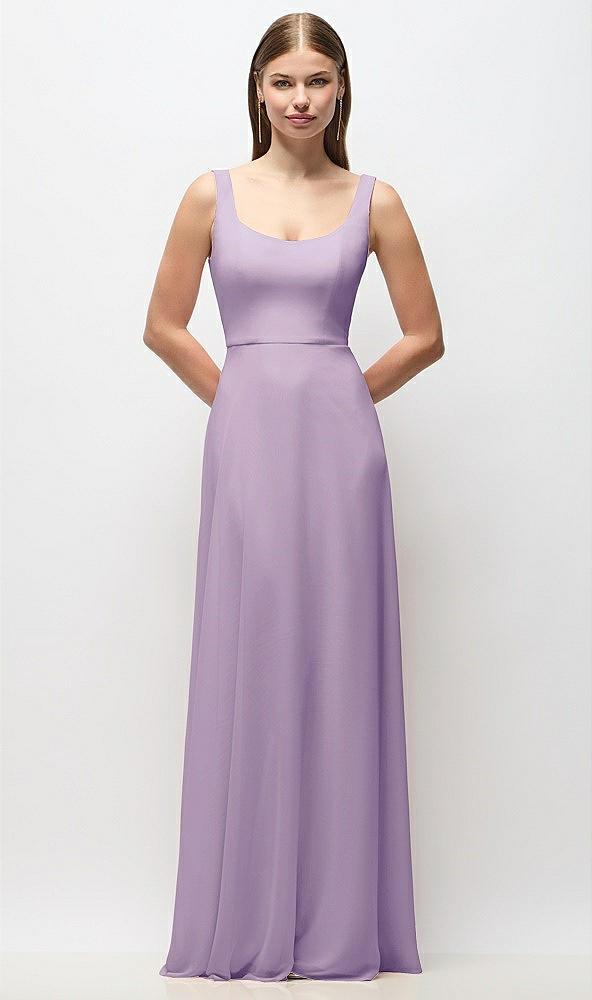 scoop neck tank strap chiffon maxi dress
