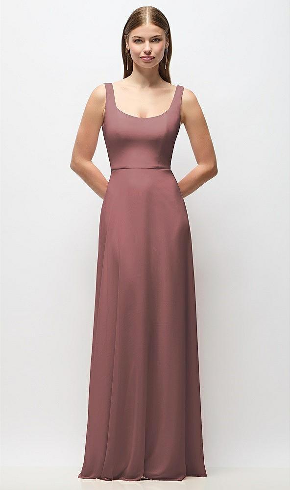 scoop neck tank strap chiffon maxi dress