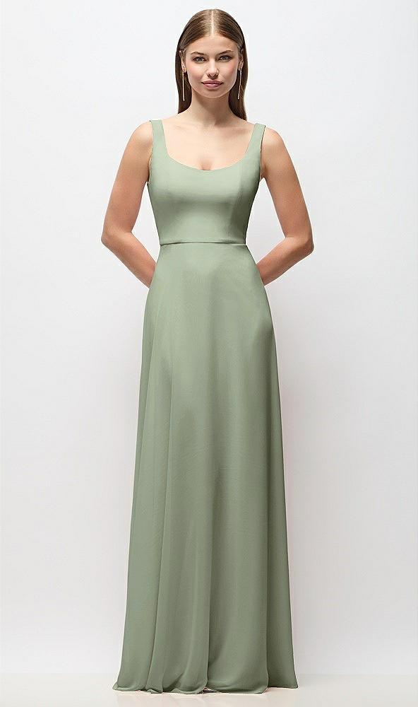 scoop neck tank strap chiffon maxi dress