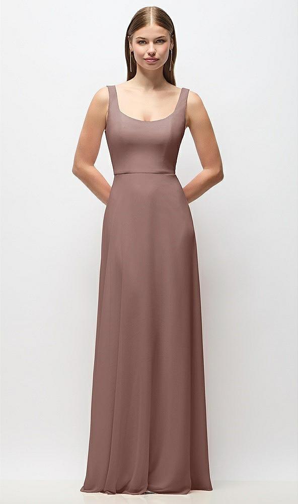 scoop neck tank strap chiffon maxi dress