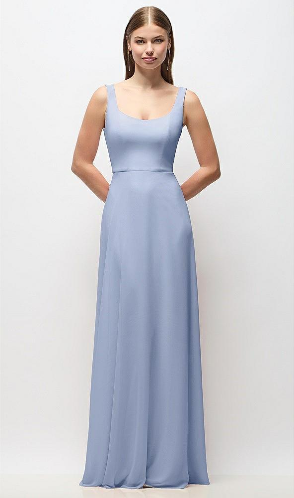 scoop neck tank strap chiffon maxi dress