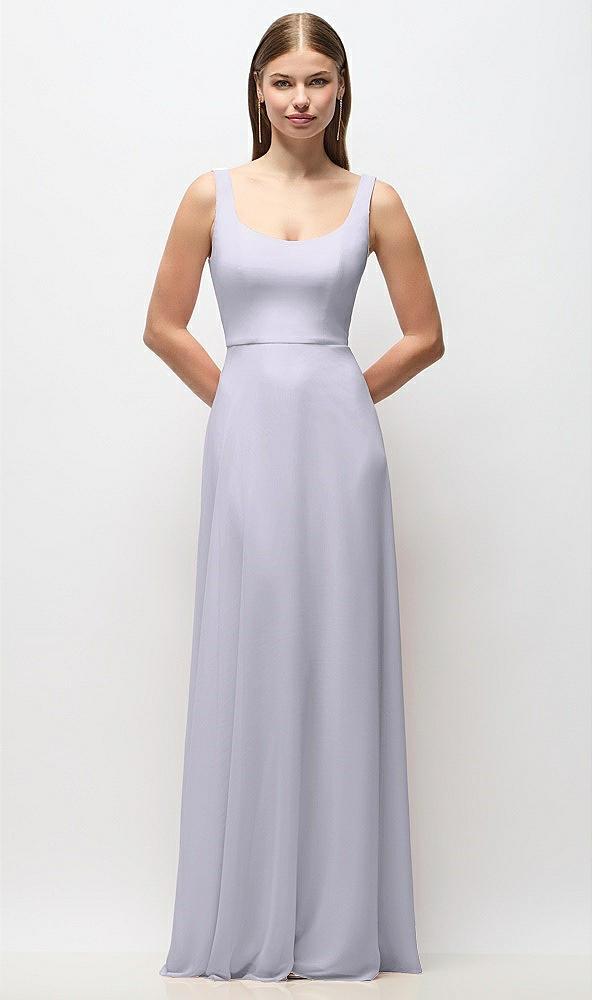 scoop neck tank strap chiffon maxi dress