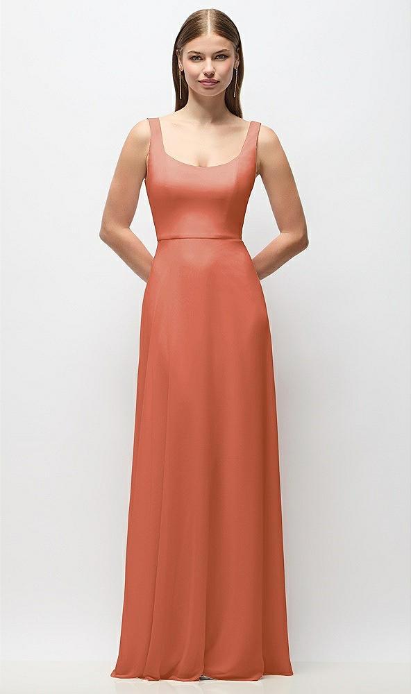 scoop neck tank strap chiffon maxi dress
