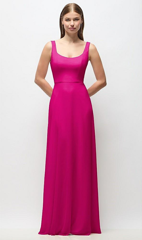 scoop neck tank strap chiffon maxi dress