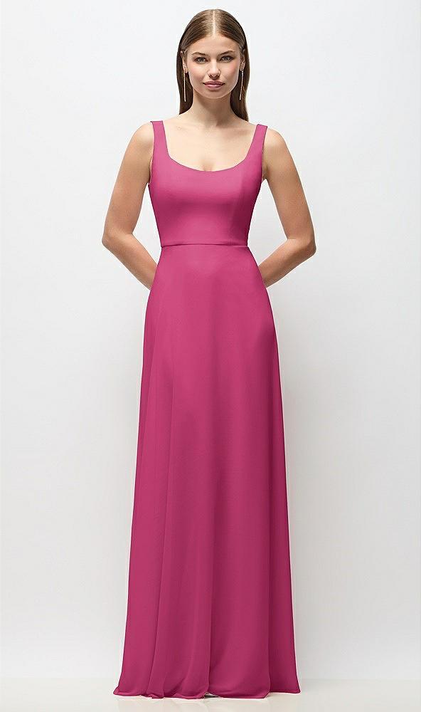 scoop neck tank strap chiffon maxi dress