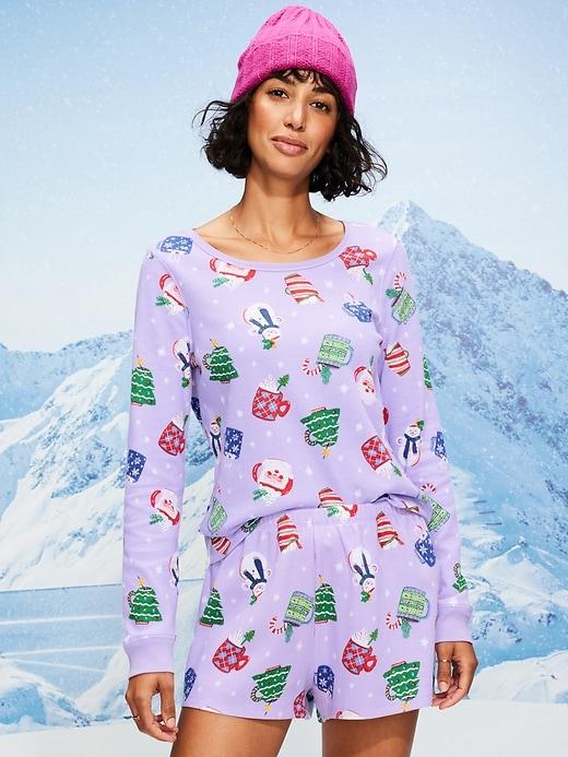 scoop-neck waffle pajama top for women