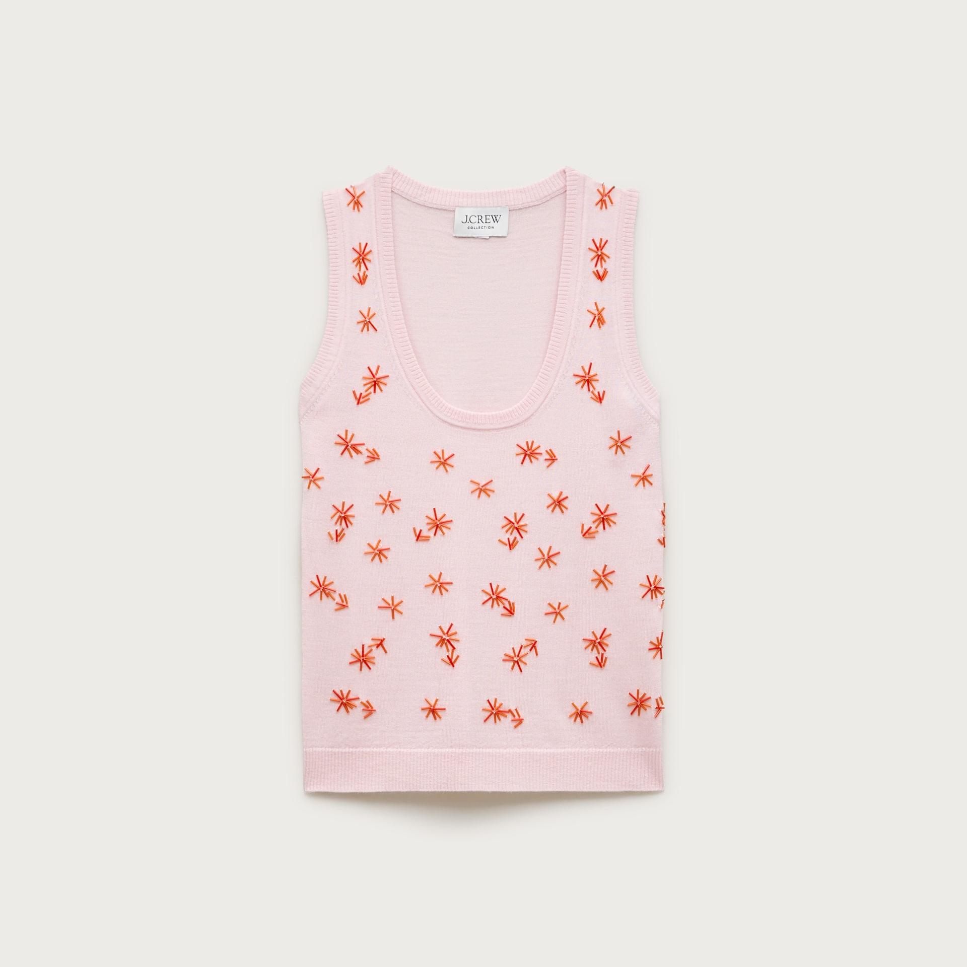 scoopneck shell in merino wool with embellishments