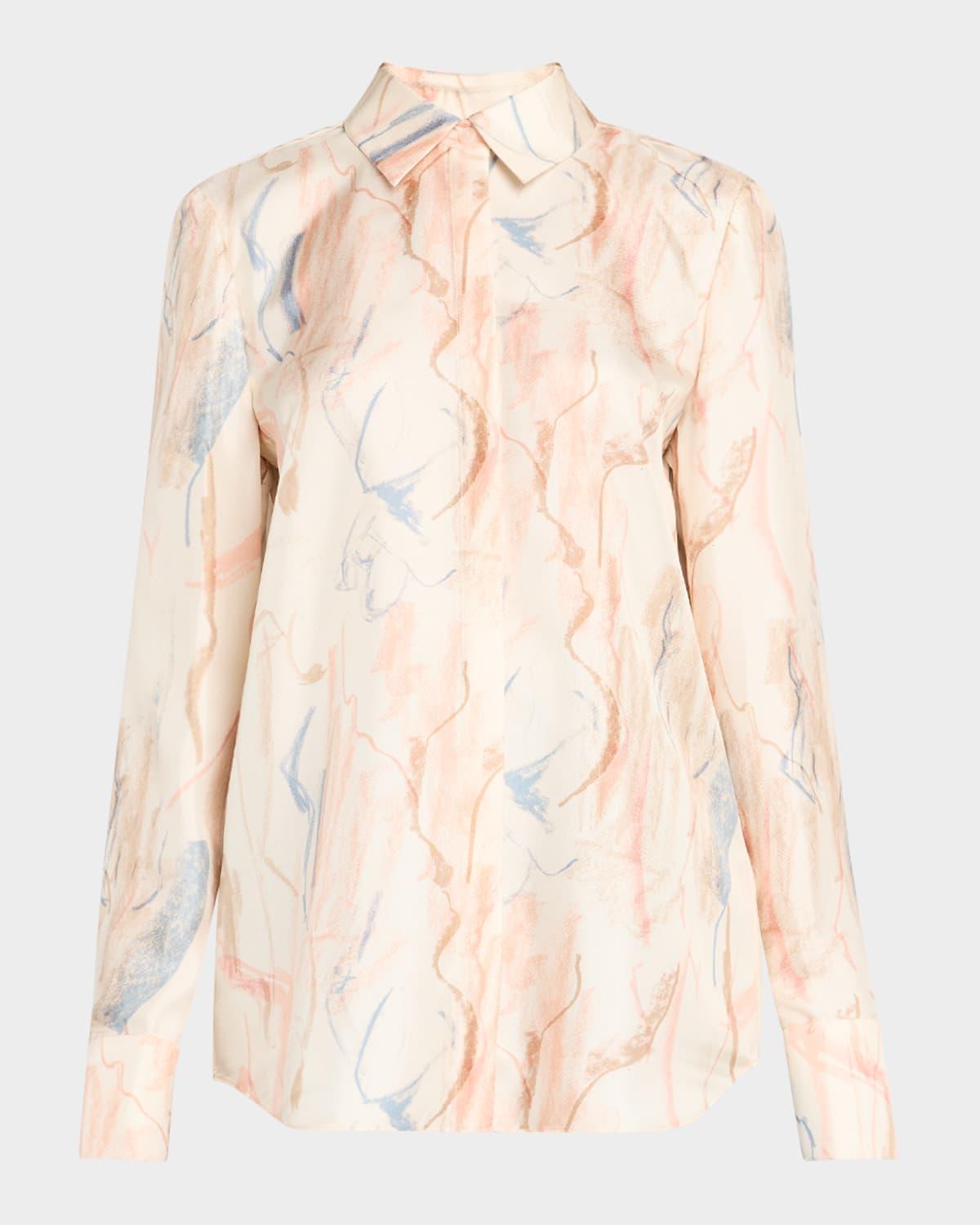 scottie abstract-print silk blouse