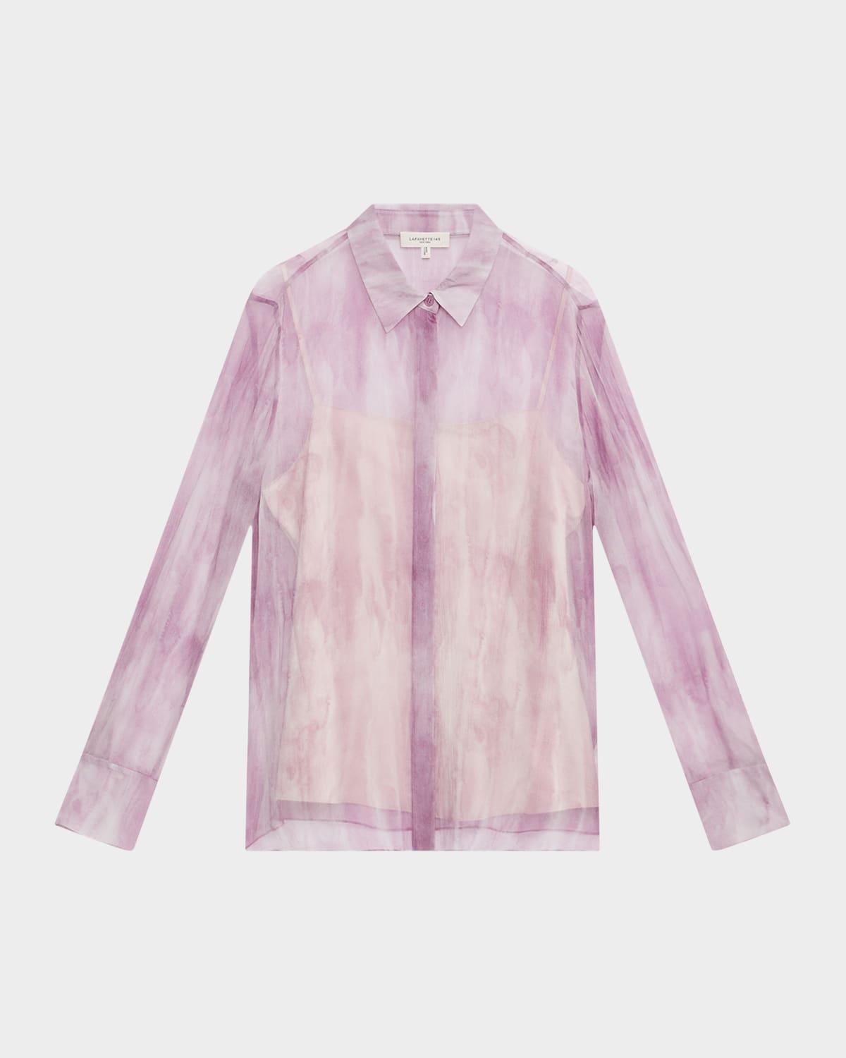 scottie button-down sheer silk blouse