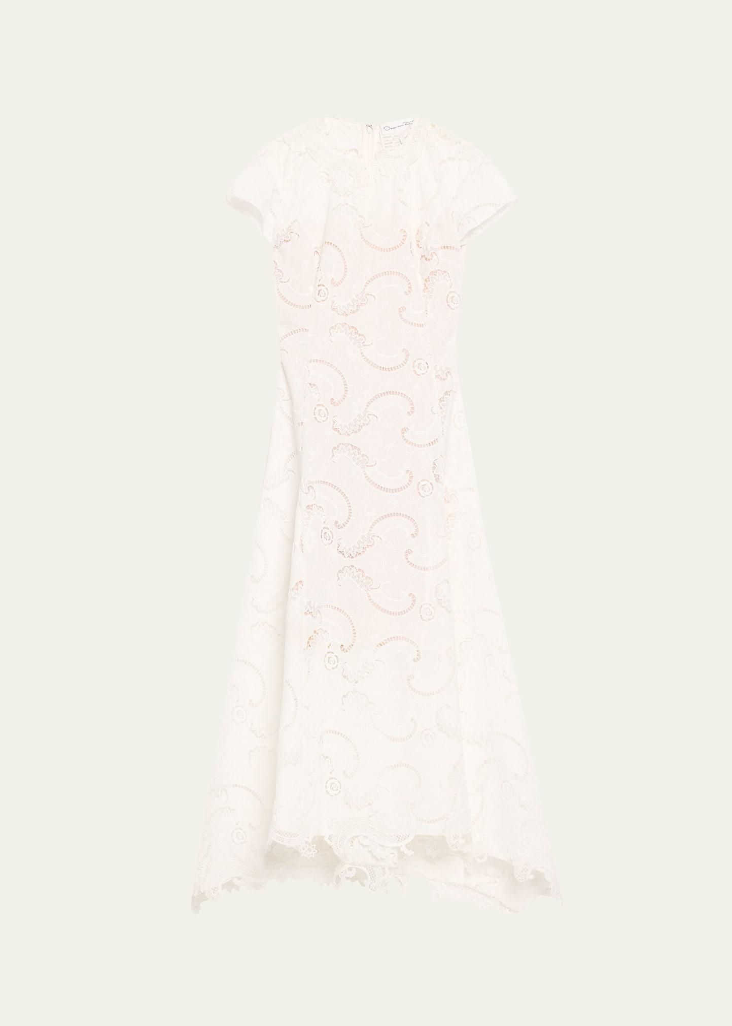 scroll guipure lace high-low day dress