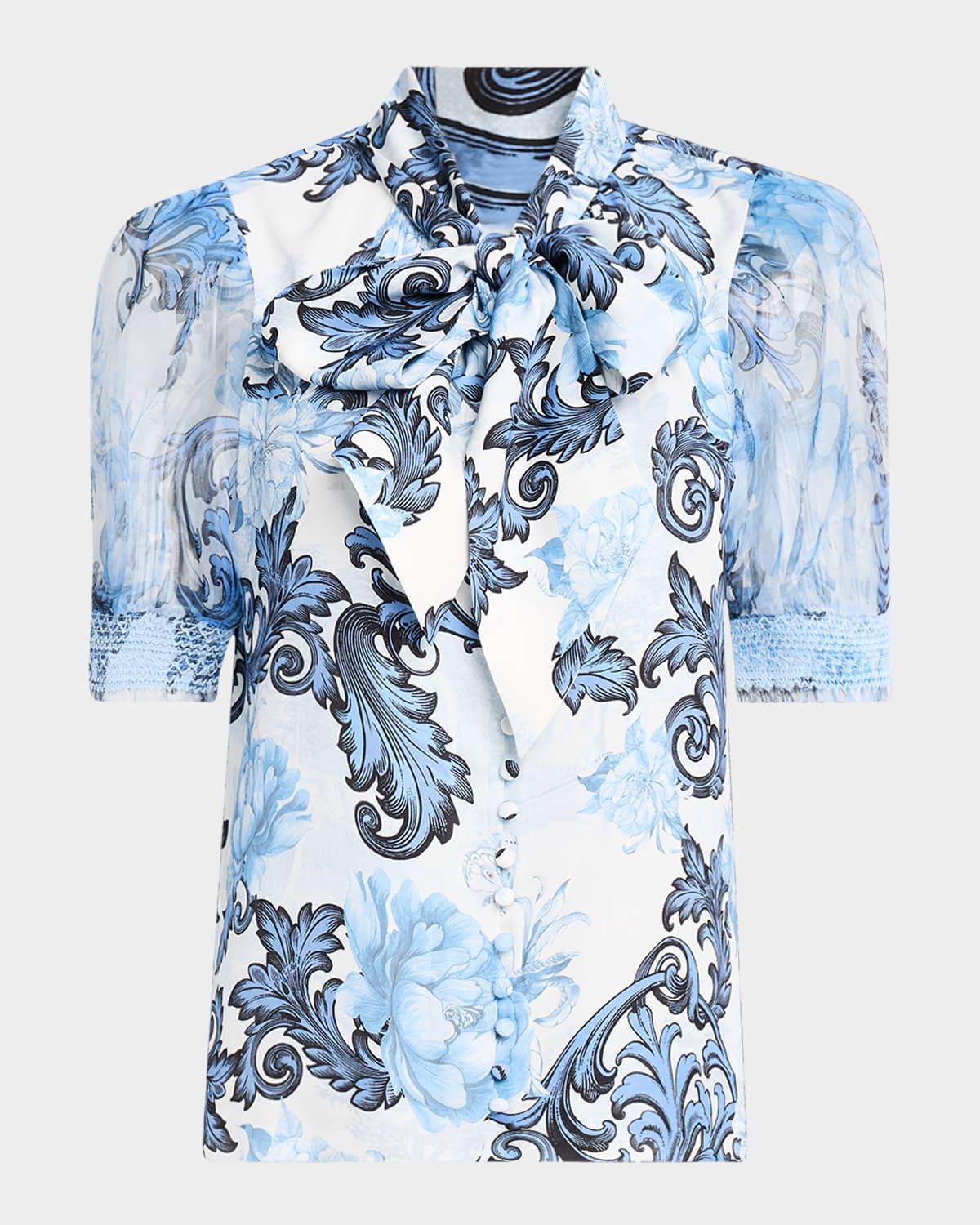 scroll symphony brentley tie-neck top