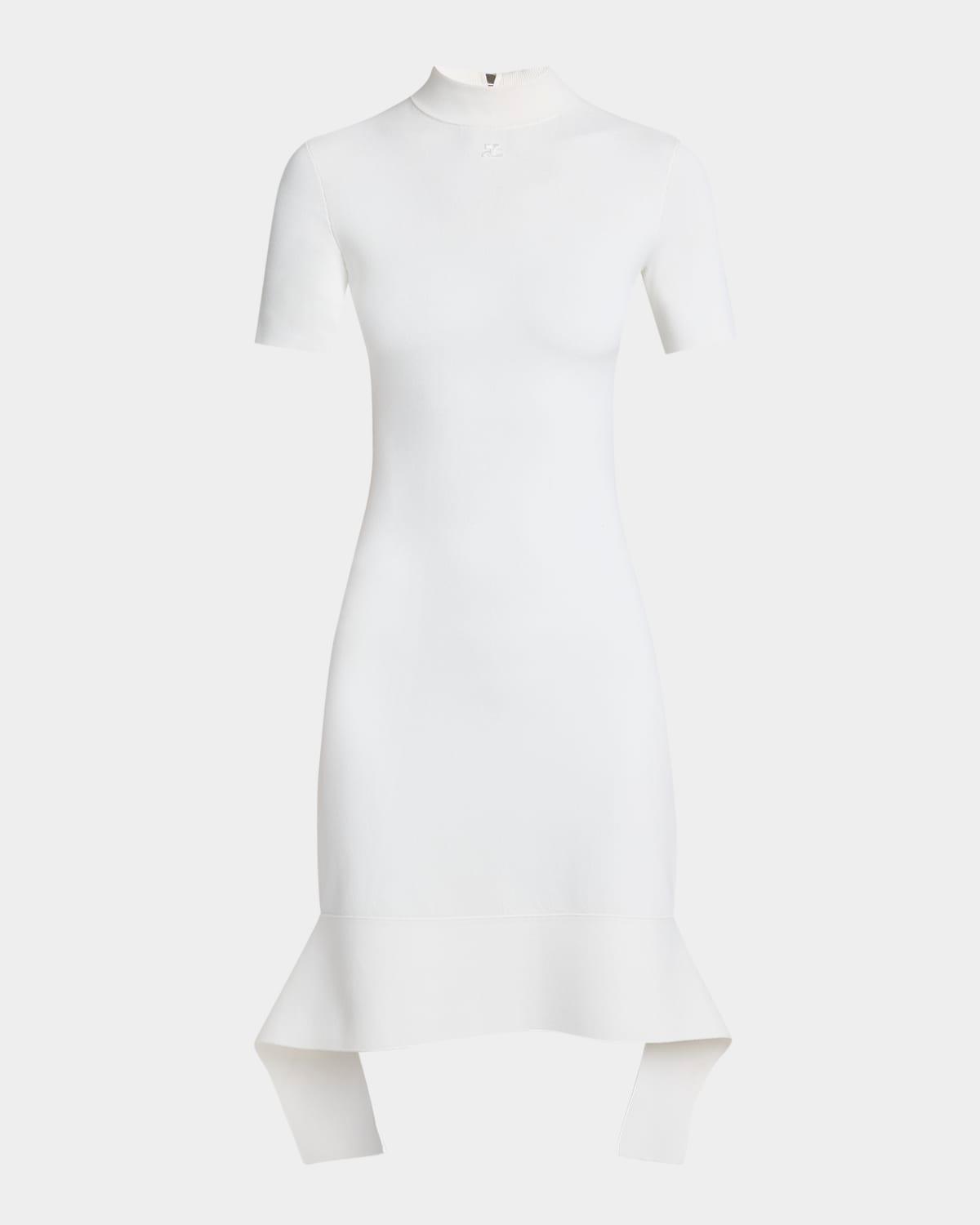 scuba crepe knit short-sleeve mini dress