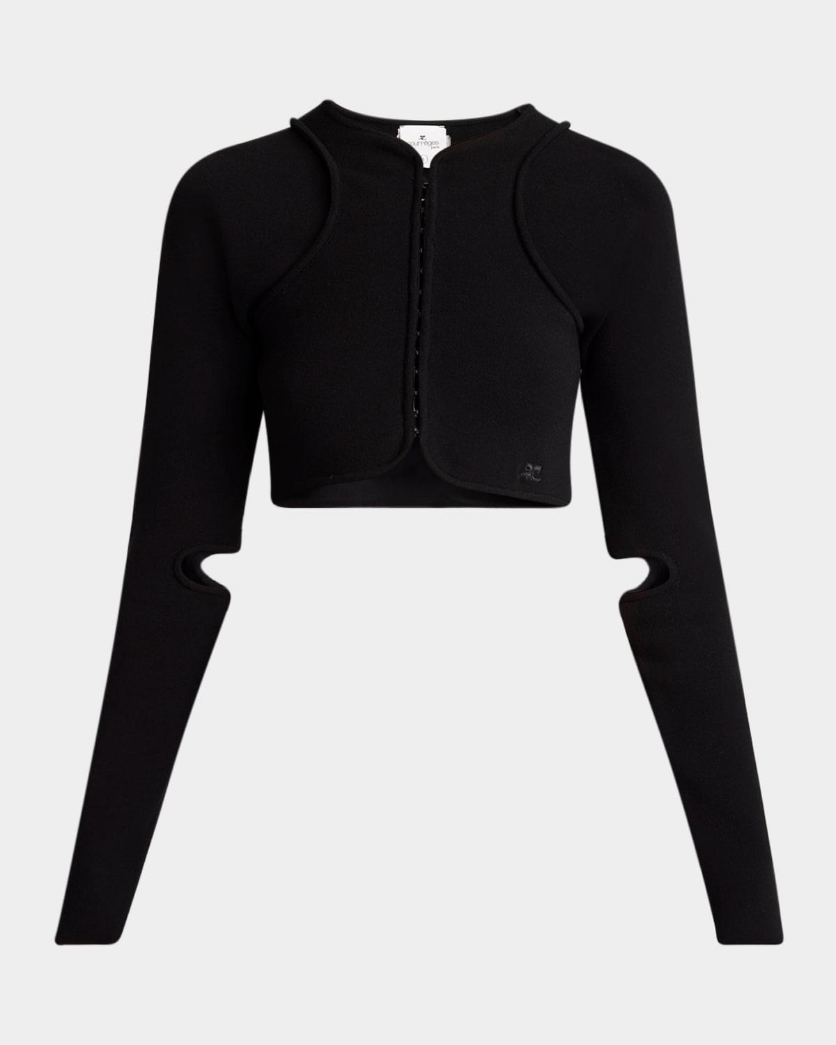 scuba knit cutout crop cardigan