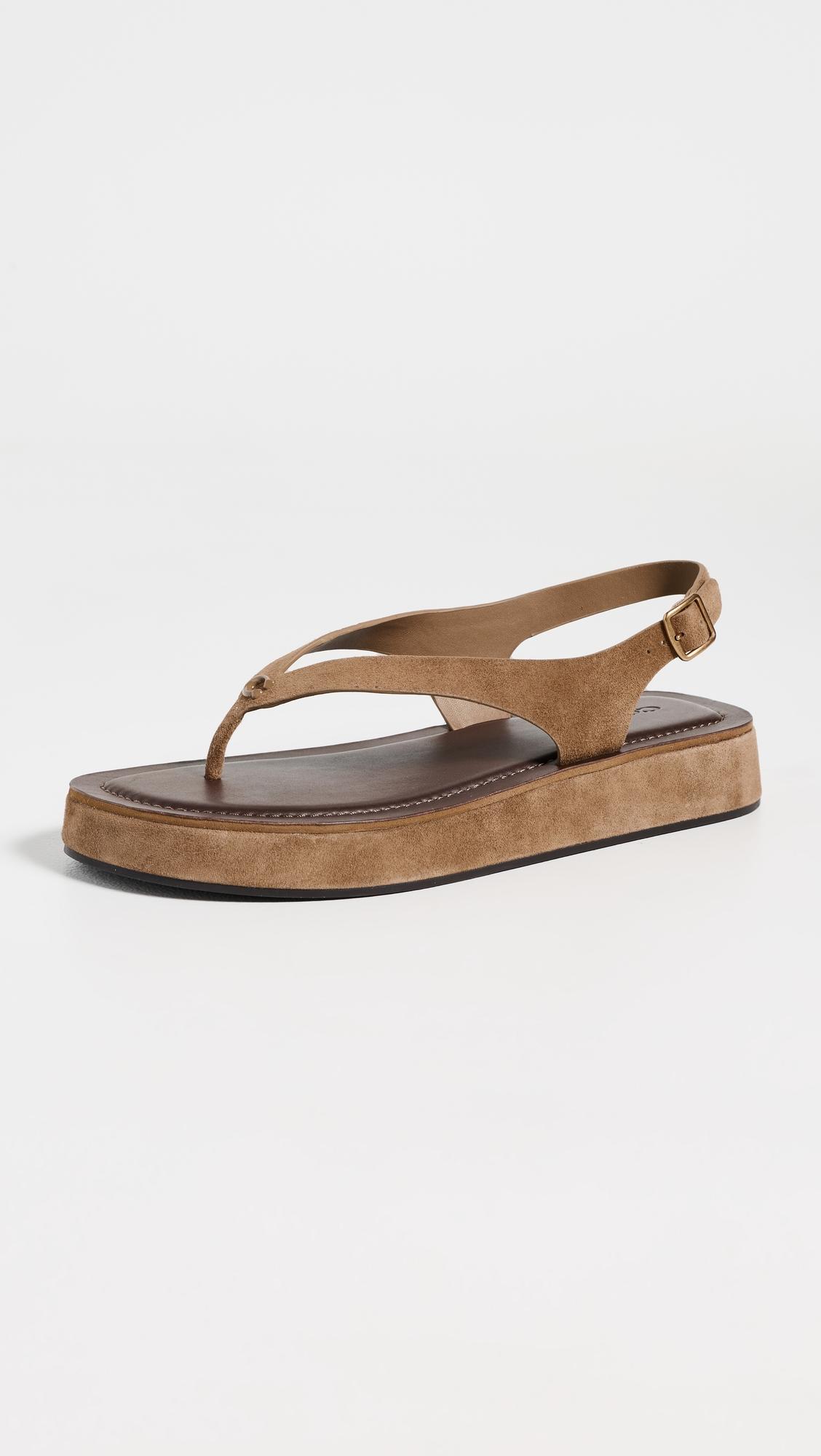 sculpted c platform suede thong sandals
