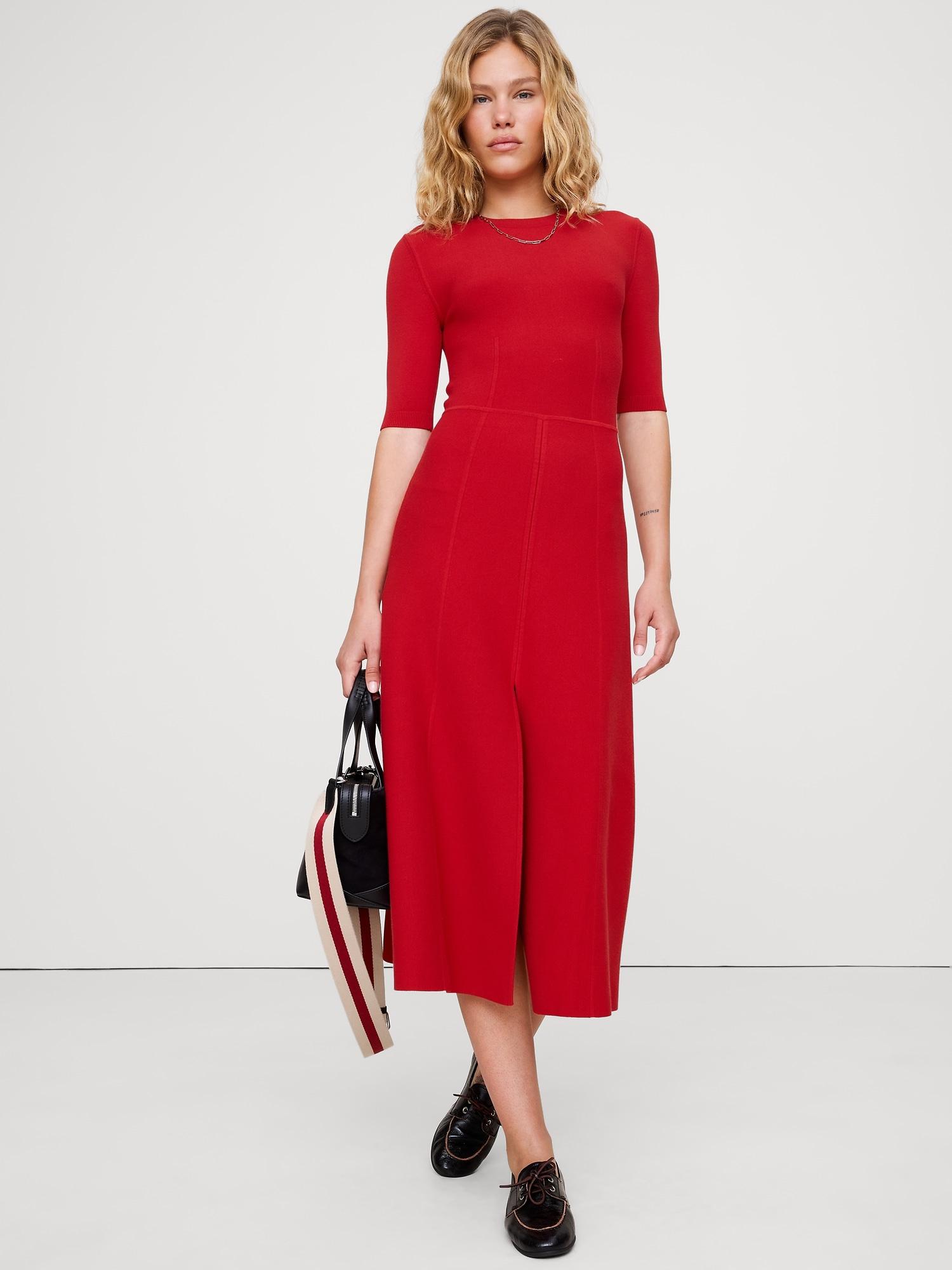 sculpted paneled midi dress