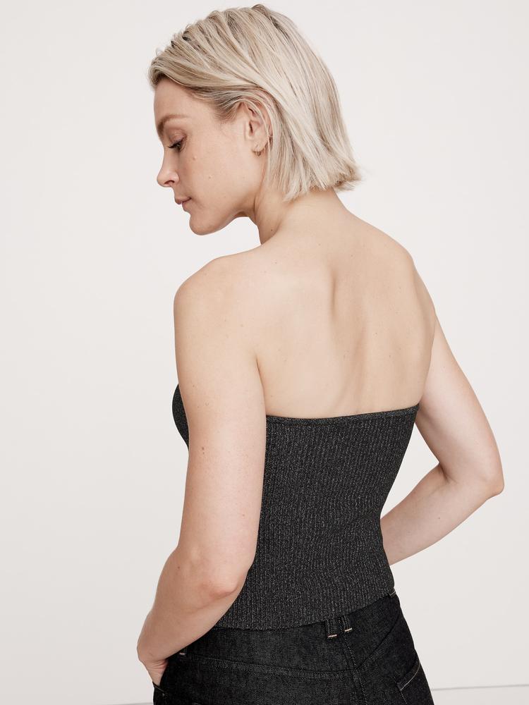 sculpted ribbed strapless top