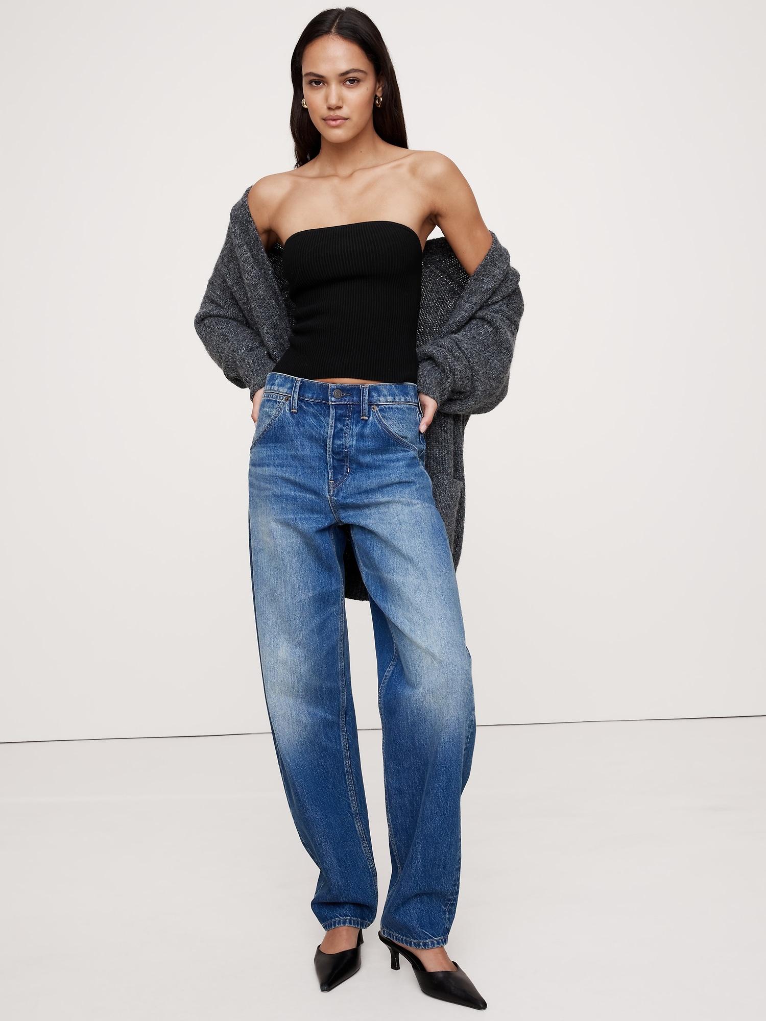 sculpted ribbed strapless top