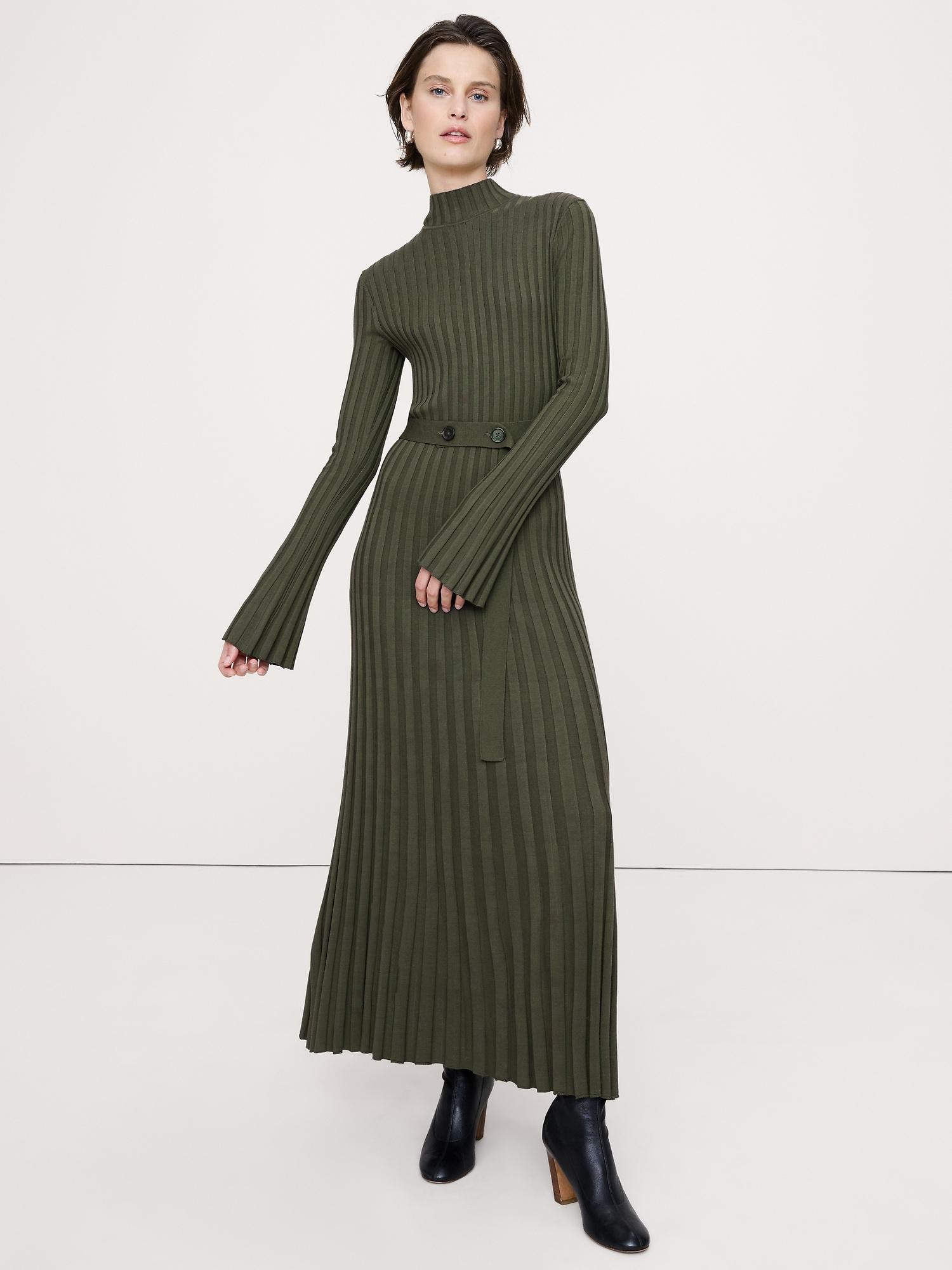 sculpted ribbed sweater maxi dress