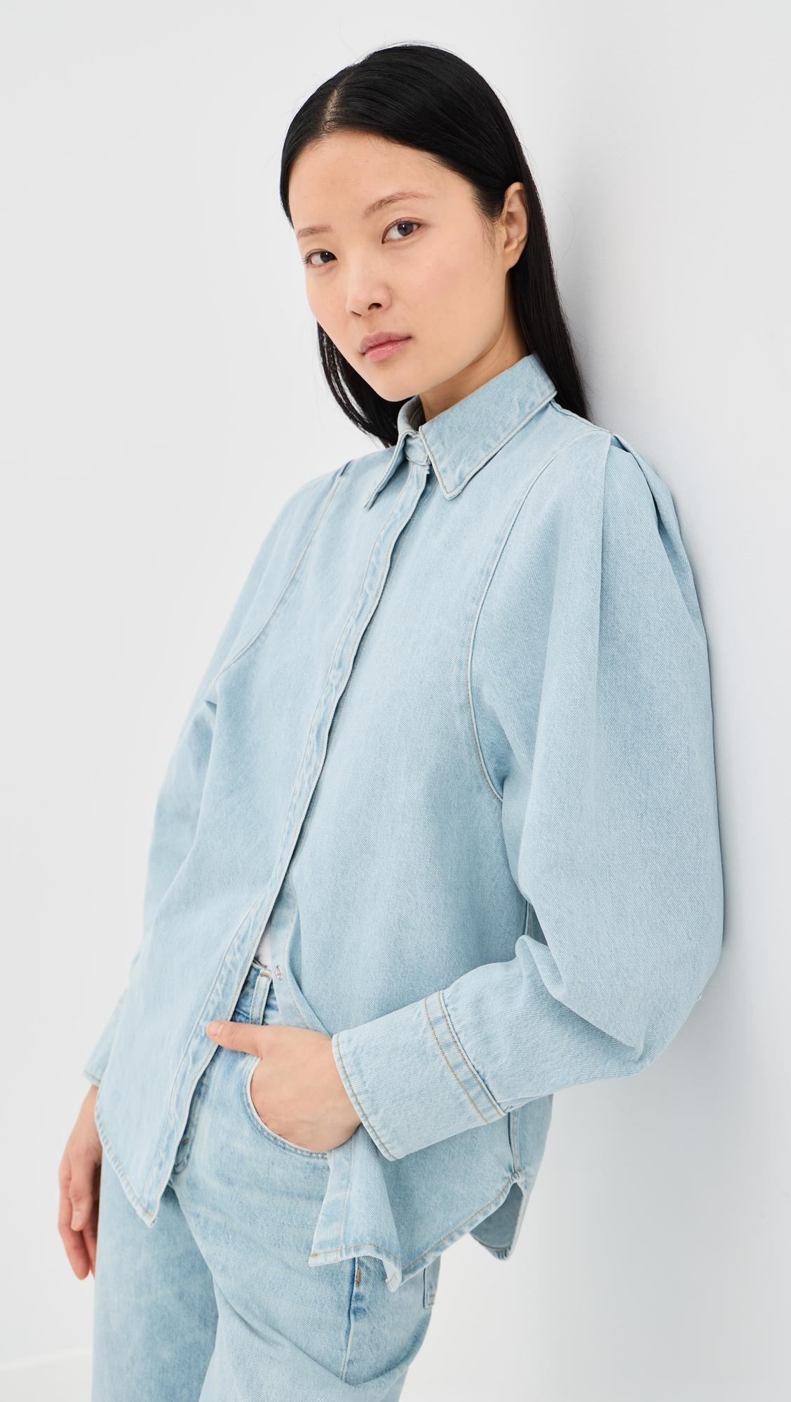 sculpted sleeve denim shirt