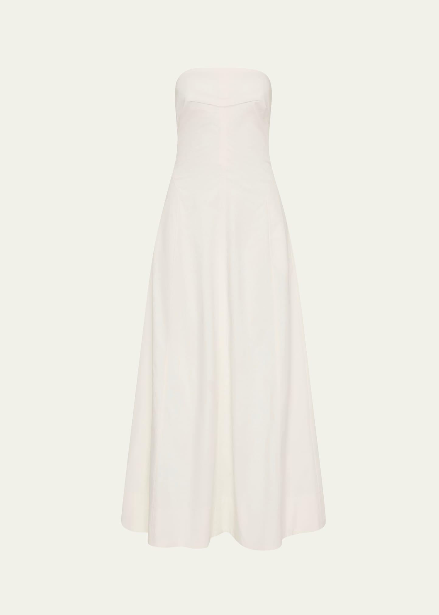 sculpted strapless cotton dress